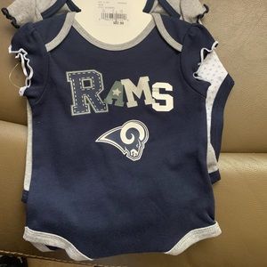Baby girl NFL Rams one piece puts its. 3 pk 3-6 mo